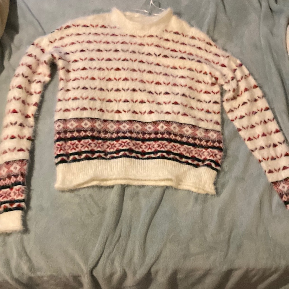 Copper Key White, Green, and Red Sweater, high neckline